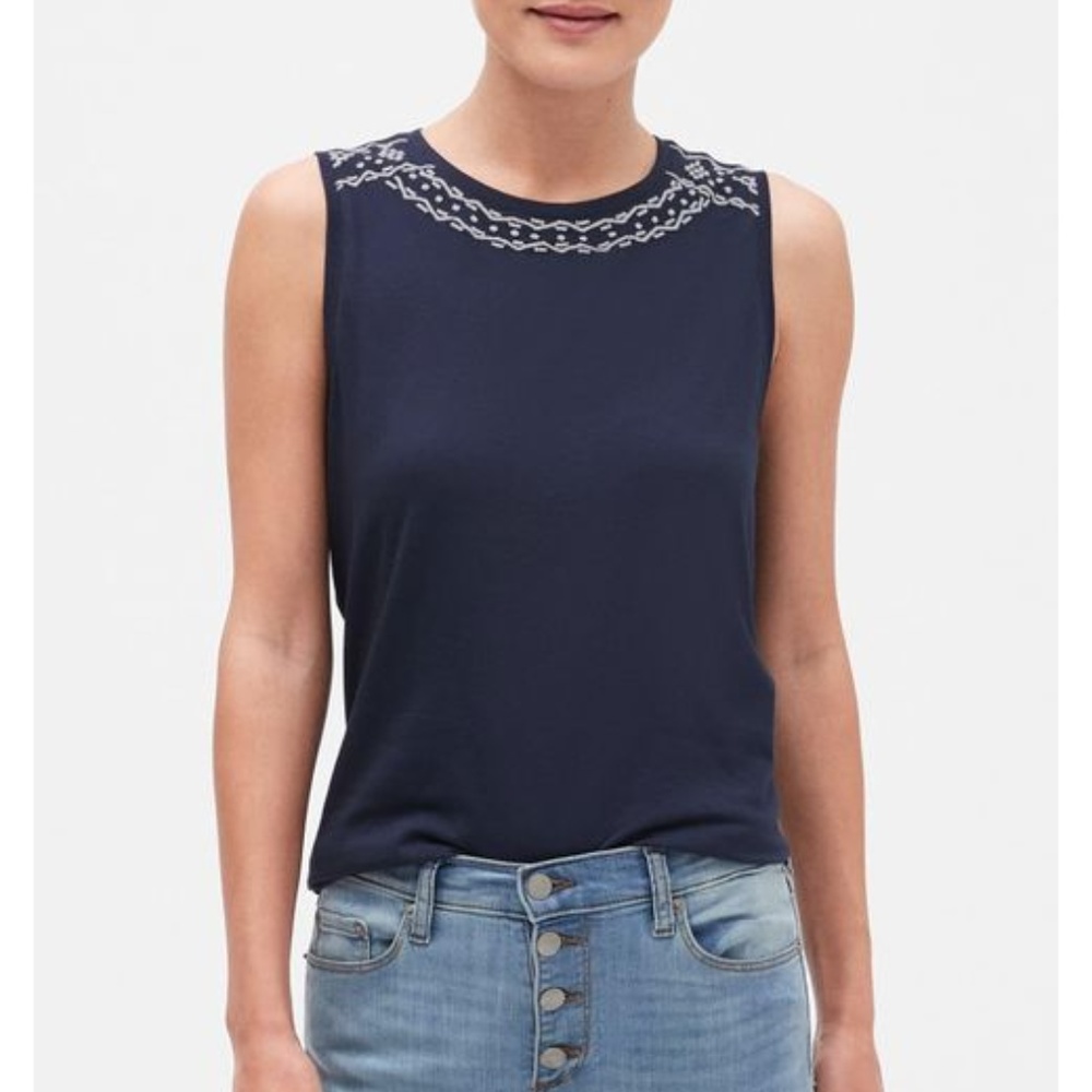 Banana Republic Sleeveless Top w/ Embroidery